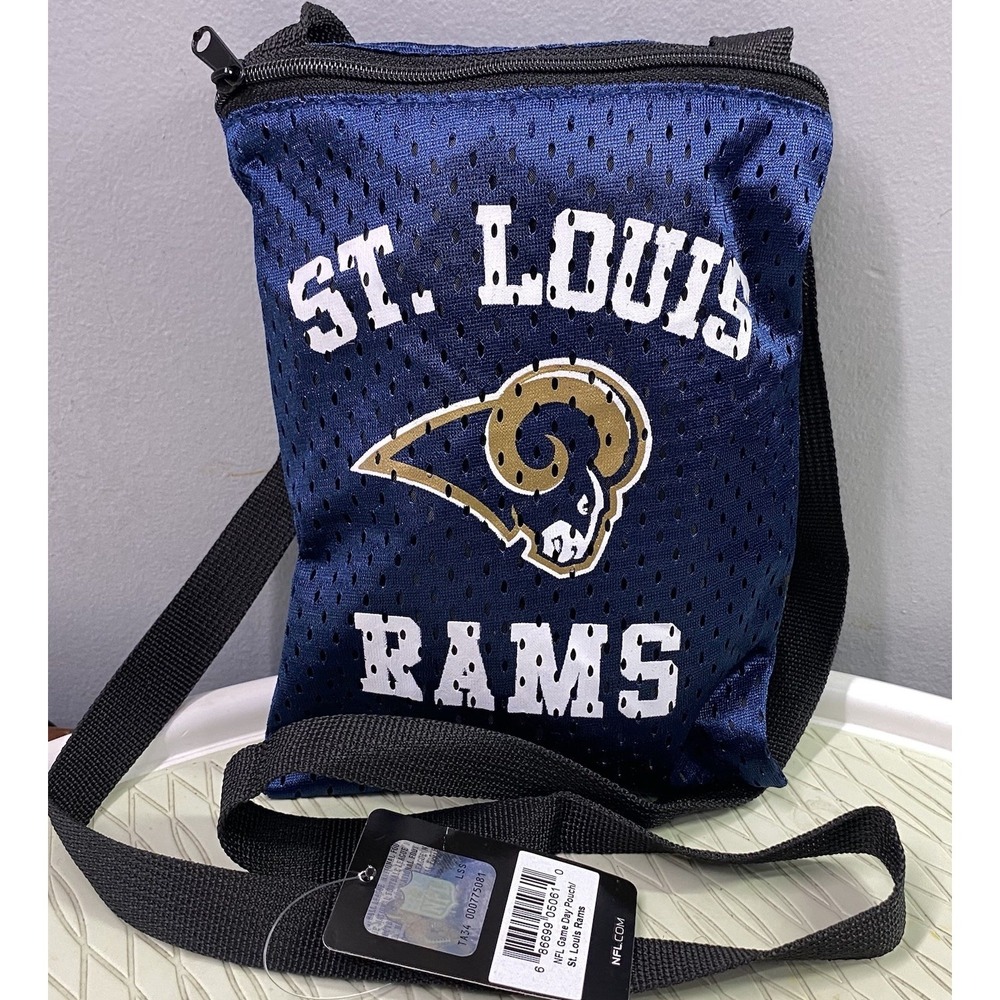 St Louis Rams Game Day Pouch Crossbody, Zippered Phone Pouch Blue Purse 6x8" NEW